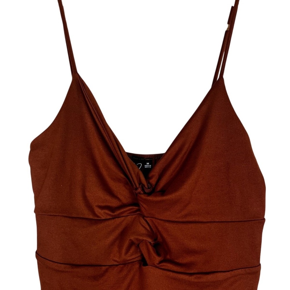 NWT Windsor Country Chic Faux Suede Romper Cutout Brown Western Festival Size M - Picture 3 of 6